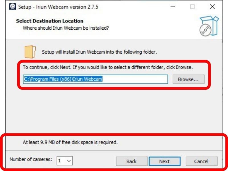 keep the default installation path and hit install button