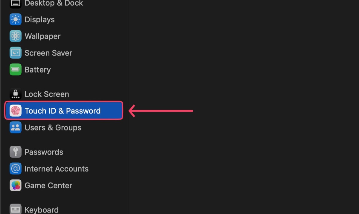 open touchid and password
