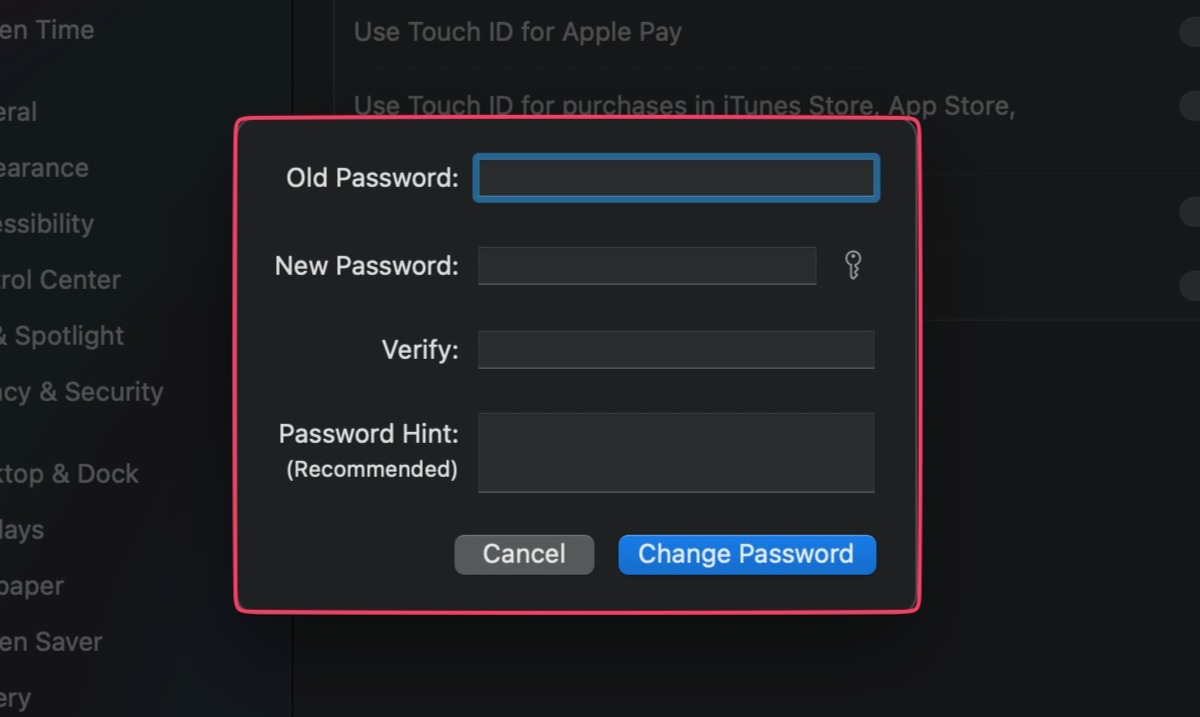 type in new password